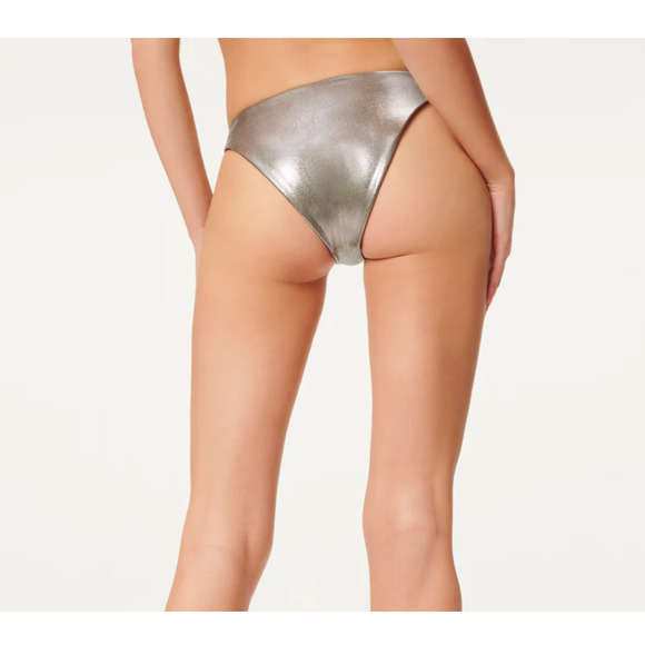 nwt good american METALLIC BETTER BIKINI BOTTOM in stormy foil size 0/XS - Picture 2 of 2